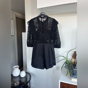 Self Portrait LACE TRIMMED PLAYSUIT Formal Evening Wedding Designer Party Sz 6